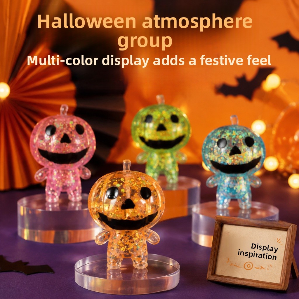 Halloween Pumpkin Squishy Toy Made Of Soft TPR Material, Multicolor Original Design Stress Relief Toy