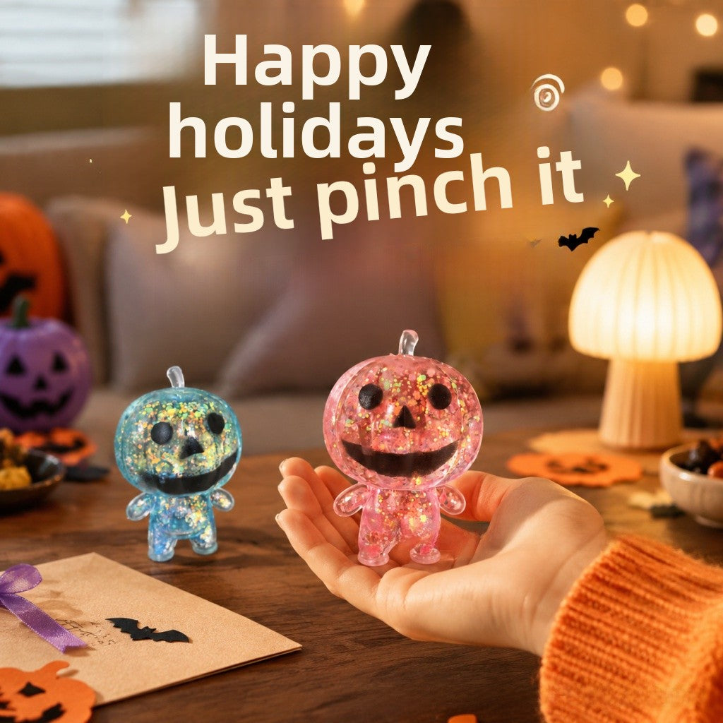 Halloween Pumpkin Squishy Toy Made Of Soft TPR Material, Multicolor Original Design Stress Relief Toy