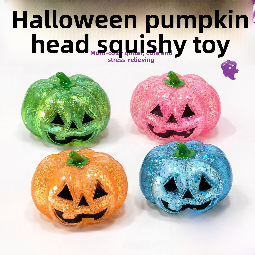Halloween Pumpkin Squishy Toy Made Of Soft TPR Material, Multicolor Original Design Stress Relief Toy