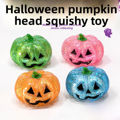 Halloween Pumpkin Squishy Toy Made Of Soft TPR Material, Multicolor Original Design Stress Relief Toy