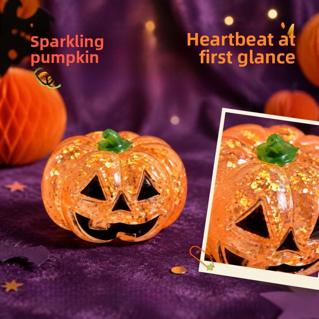 Halloween Pumpkin Squishy Toy Made Of Soft TPR Material, Multicolor Original Design Stress Relief Toy