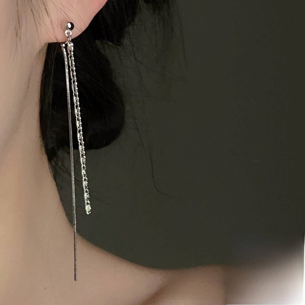 Unisex Tassel Clip Earrings For Stud Earrings Featuring Artificial Crystal Inlay
