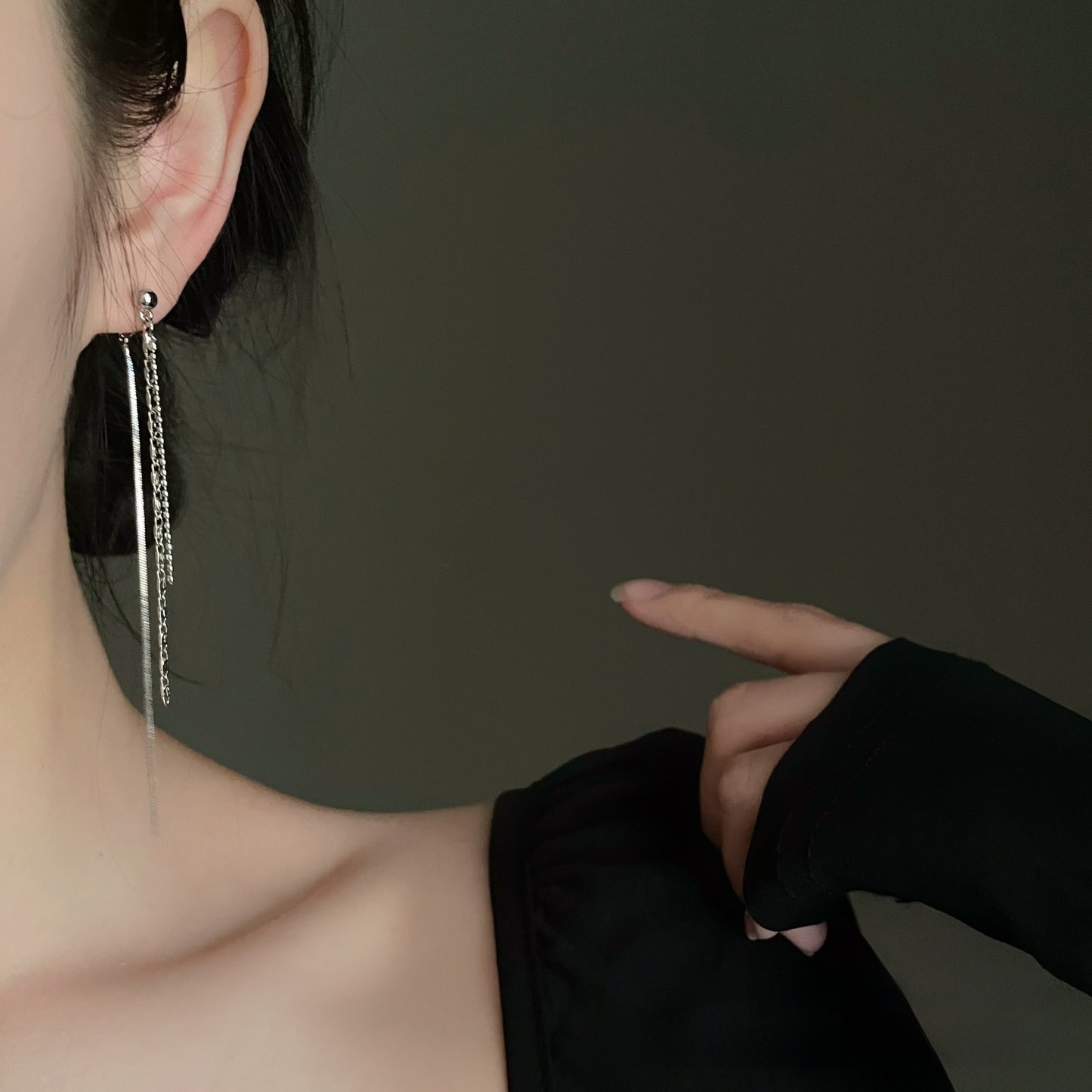 Unisex Tassel Clip Earrings For Stud Earrings Featuring Artificial Crystal Inlay