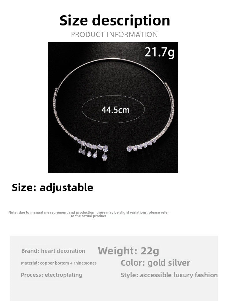 Water Droplets Choker For Women Featuring Alloy Chain With Zircon Rhinestone Pendant