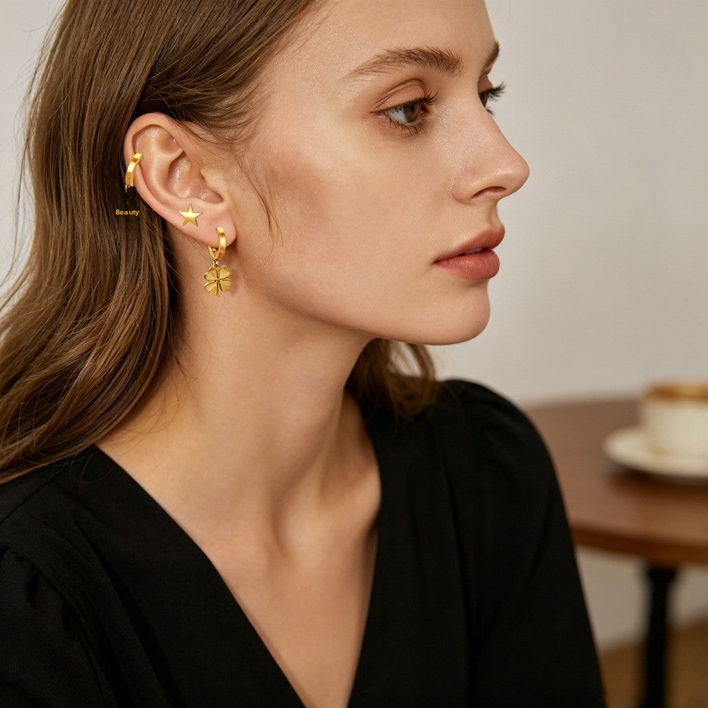 Retro Gold Rainbow Earrings For Women With 304 Stainless Steel Ear Pins