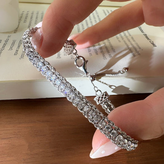 Twist Braid 925 Sterling Silver Woven Chain Bracelet In Simple Style For Women