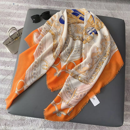 Women's Multicolor Polyester Horse Pattern Shawl Scarf Suitable For All Seasons