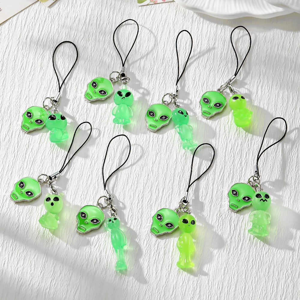 Handmade Alien Mobile Phone Chain Featuring Durable Plastic Material, Perfect For Hanging Accessories