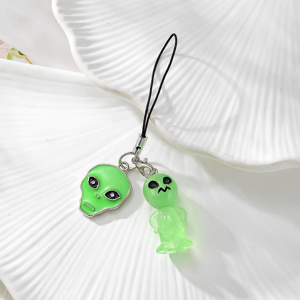 Handmade Alien Mobile Phone Chain Featuring Durable Plastic Material, Perfect For Hanging Accessories