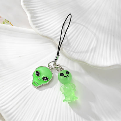 Handmade Alien Mobile Phone Chain Featuring Durable Plastic Material, Perfect For Hanging Accessories
