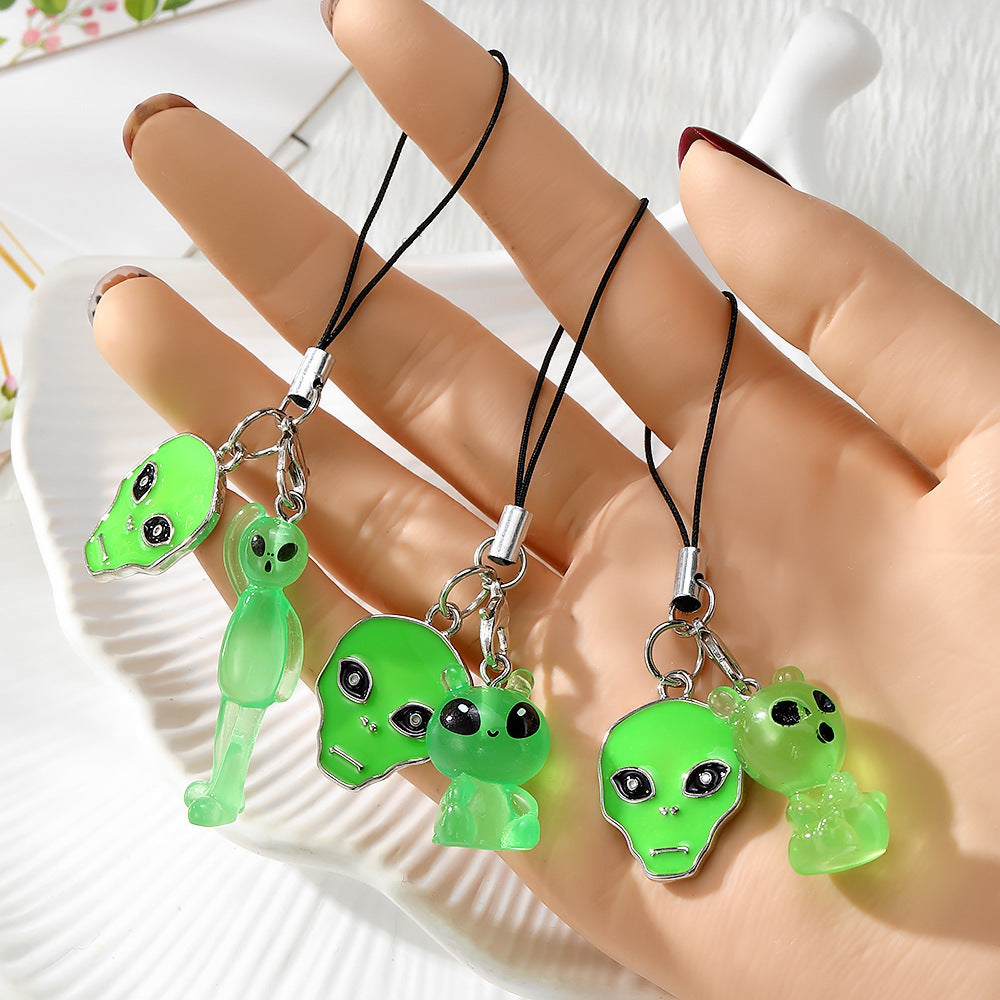 Handmade Alien Mobile Phone Chain Featuring Durable Plastic Material, Perfect For Hanging Accessories