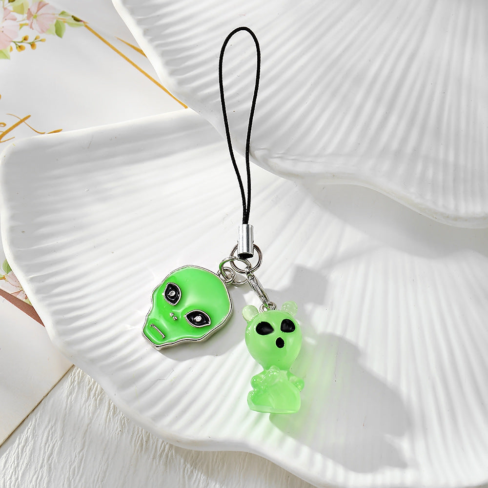 Handmade Alien Mobile Phone Chain Featuring Durable Plastic Material, Perfect For Hanging Accessories