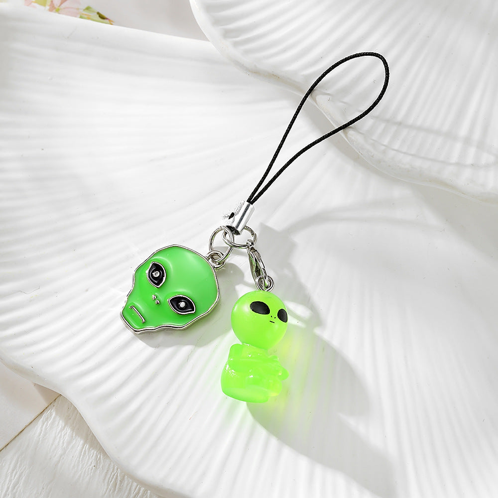 Handmade Alien Mobile Phone Chain Featuring Durable Plastic Material, Perfect For Hanging Accessories