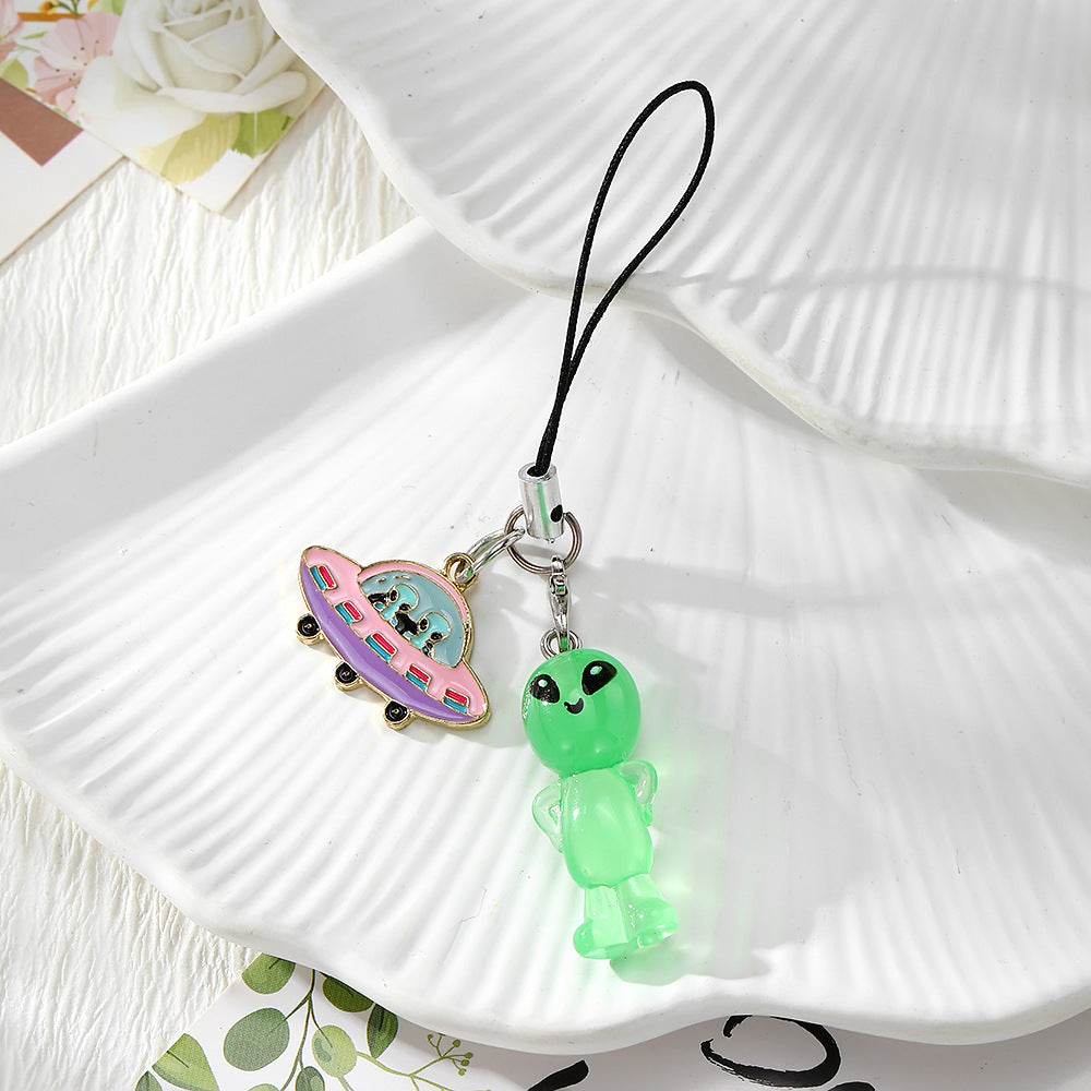 Handmade UFO Key Chain In Resin Featuring A Cute Style, Perfect For Hanging Decorations