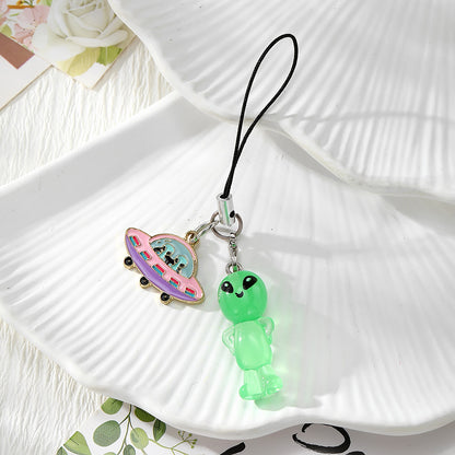 Handmade UFO Key Chain In Resin Featuring A Cute Style, Perfect For Hanging Decorations