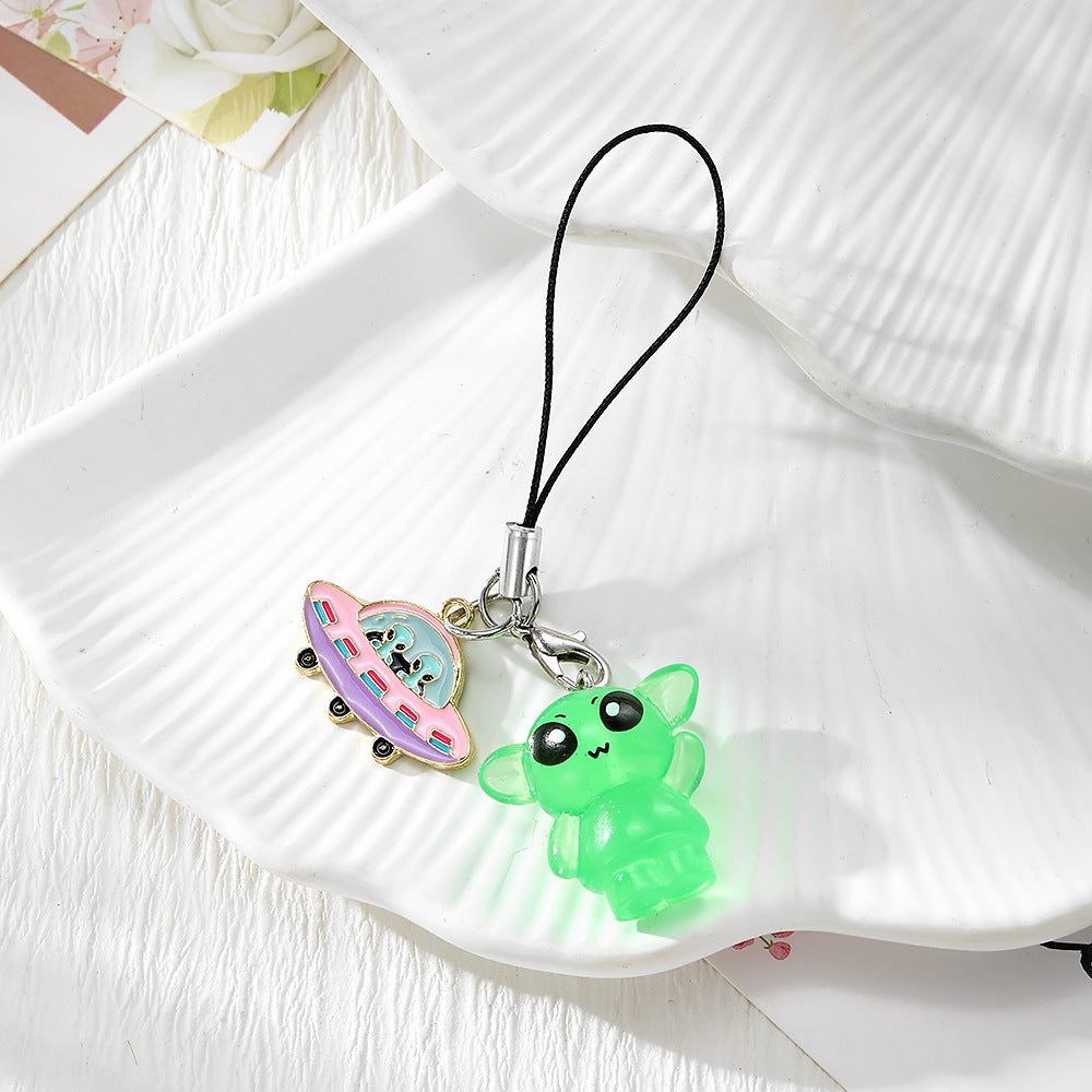 Handmade UFO Key Chain In Resin Featuring A Cute Style, Perfect For Hanging Decorations