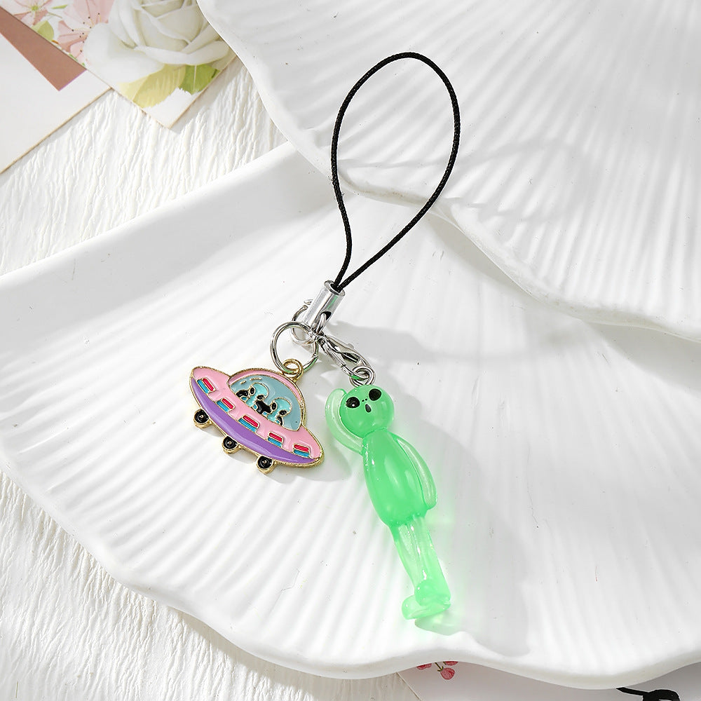 Handmade UFO Key Chain In Resin Featuring A Cute Style, Perfect For Hanging Decorations