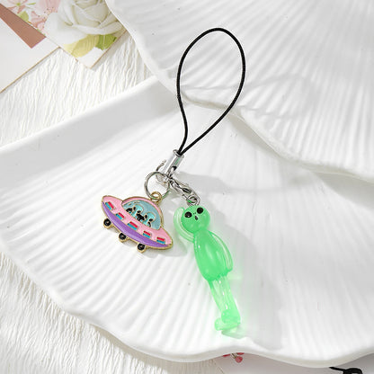 Handmade UFO Key Chain In Resin Featuring A Cute Style, Perfect For Hanging Decorations