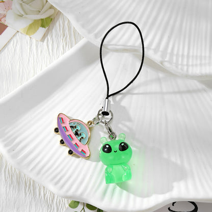 Handmade UFO Key Chain In Resin Featuring A Cute Style, Perfect For Hanging Decorations