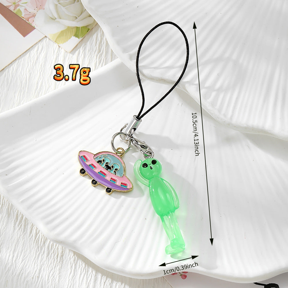 Handmade UFO Key Chain In Resin Featuring A Cute Style, Perfect For Hanging Decorations