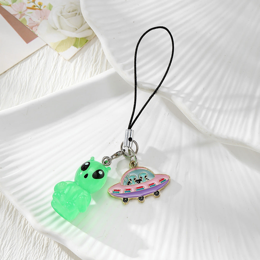 Handmade UFO Key Chain In Resin Featuring A Cute Style, Perfect For Hanging Decorations