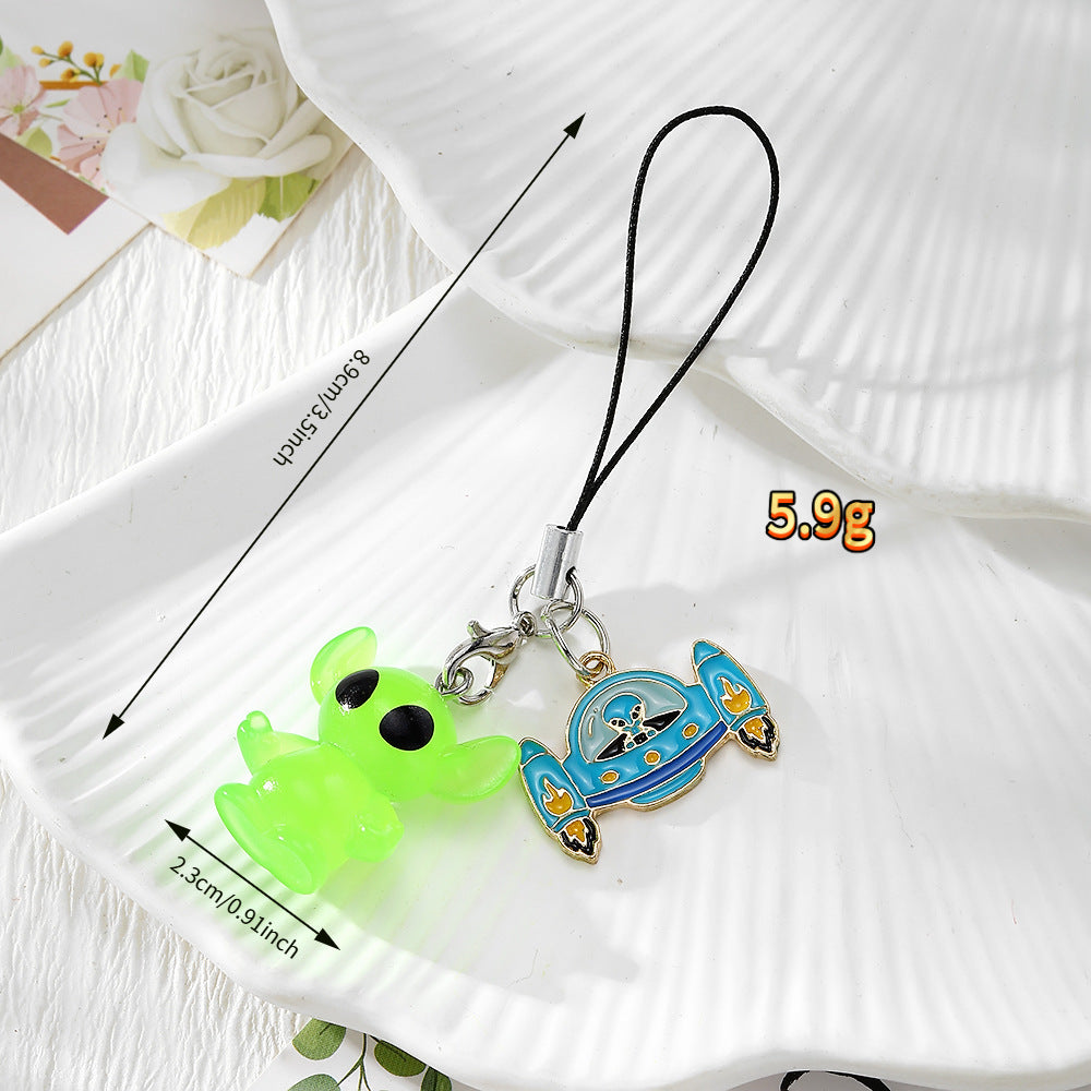 Handmade UFO Key Chain In Resin Featuring A Cute Style, Perfect For Hanging Decorations