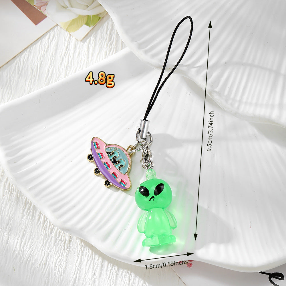 Handmade UFO Key Chain In Resin Featuring A Cute Style, Perfect For Hanging Decorations