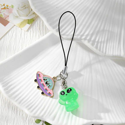 Handmade UFO Key Chain In Resin Featuring A Cute Style, Perfect For Hanging Decorations