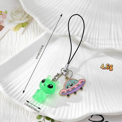 Handmade UFO Key Chain In Resin Featuring A Cute Style, Perfect For Hanging Decorations
