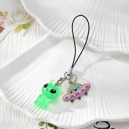 Handmade UFO Key Chain In Resin Featuring A Cute Style, Perfect For Hanging Decorations