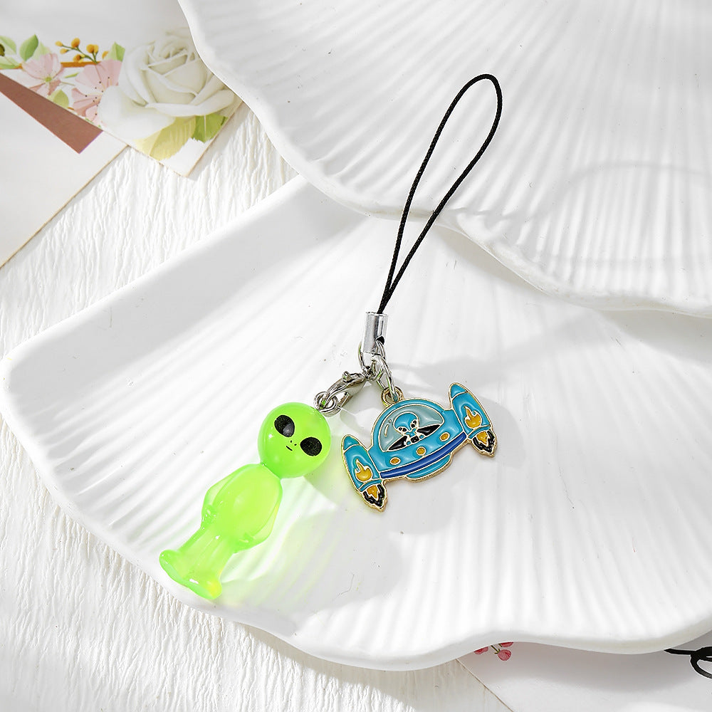 Handmade UFO Key Chain In Resin Featuring A Cute Style, Perfect For Hanging Decorations