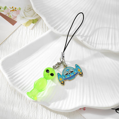 Handmade UFO Key Chain In Resin Featuring A Cute Style, Perfect For Hanging Decorations