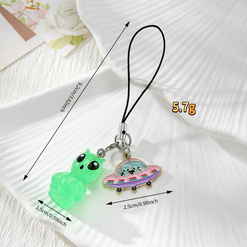 Handmade UFO Key Chain In Resin Featuring A Cute Style, Perfect For Hanging Decorations