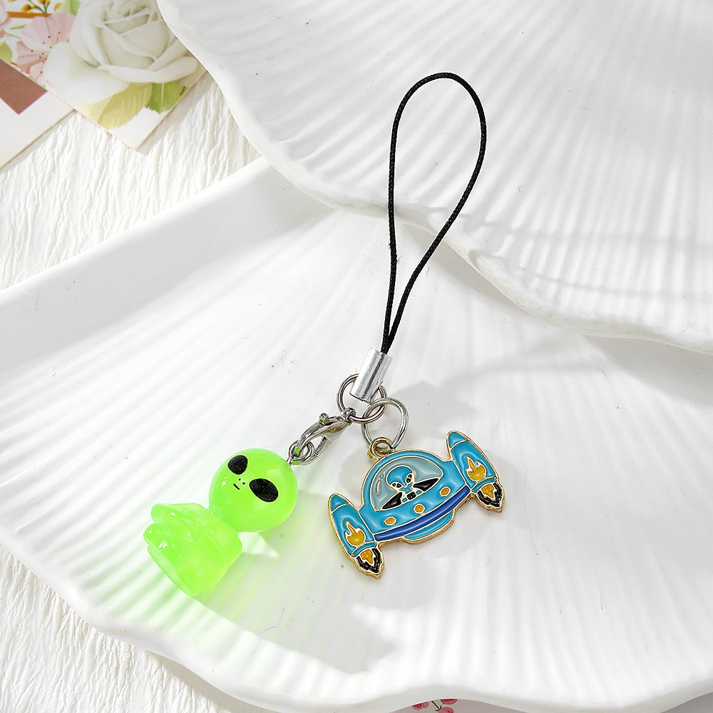 Handmade UFO Key Chain In Resin Featuring A Cute Style, Perfect For Hanging Decorations