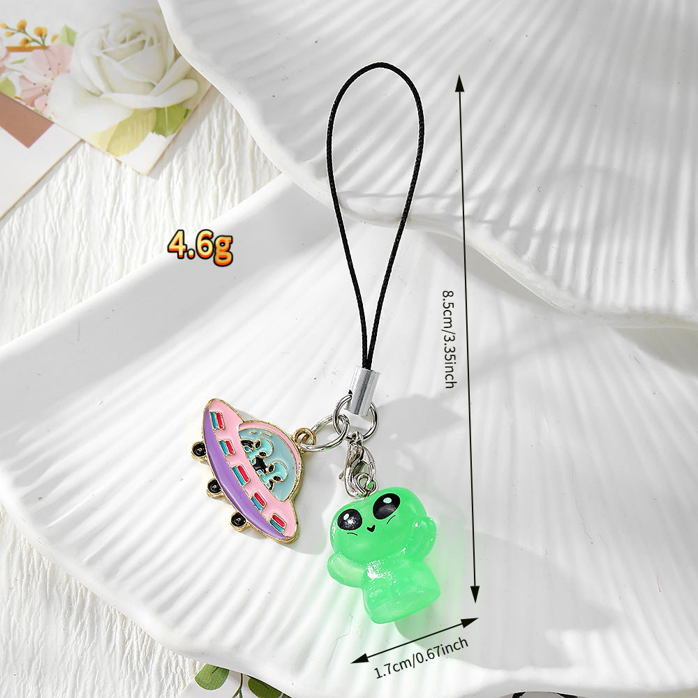 Handmade UFO Key Chain In Resin Featuring A Cute Style, Perfect For Hanging Decorations