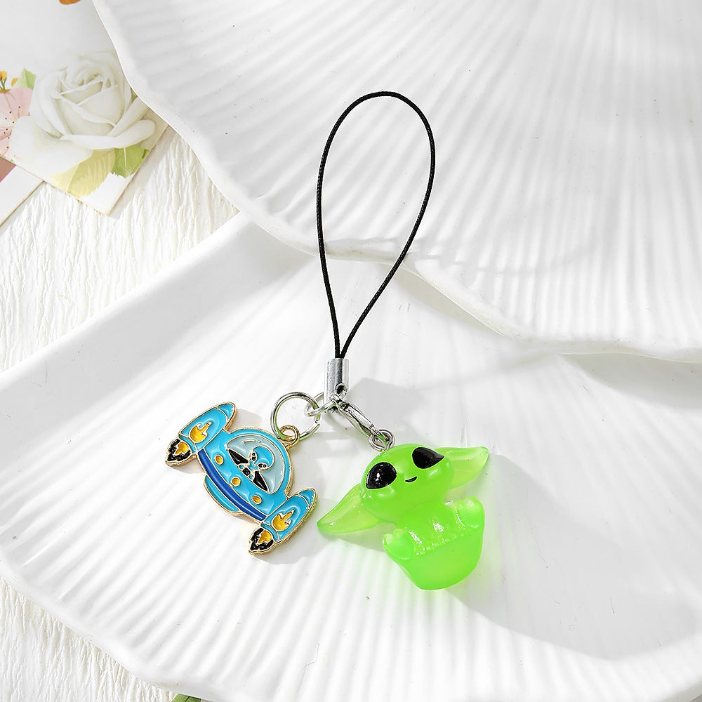 Handmade UFO Key Chain In Resin Featuring A Cute Style, Perfect For Hanging Decorations