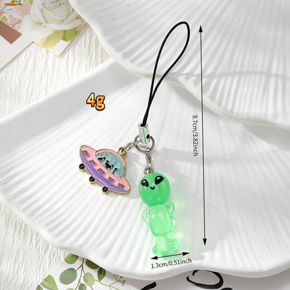 Handmade UFO Key Chain In Resin Featuring A Cute Style, Perfect For Hanging Decorations