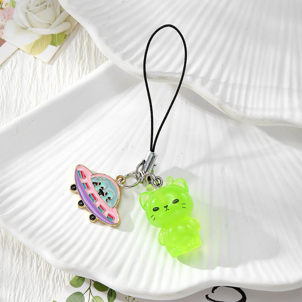 Handmade UFO Key Chain In Resin Featuring A Cute Style, Perfect For Hanging Decorations