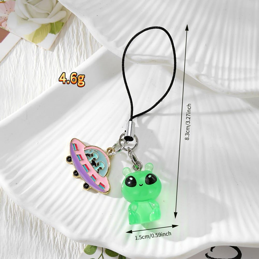 Handmade UFO Key Chain In Resin Featuring A Cute Style, Perfect For Hanging Decorations