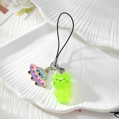Handmade UFO Key Chain In Resin Featuring A Cute Style, Perfect For Hanging Decorations