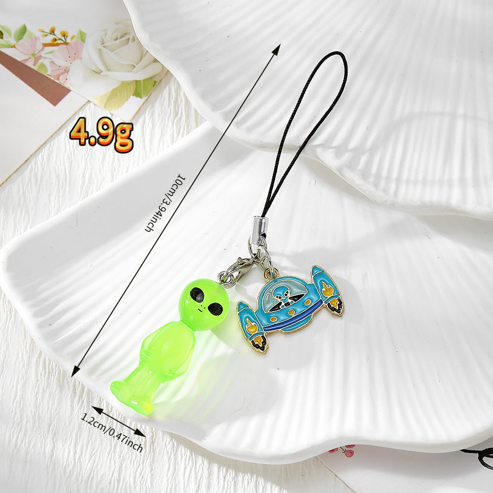 Handmade UFO Key Chain In Resin Featuring A Cute Style, Perfect For Hanging Decorations
