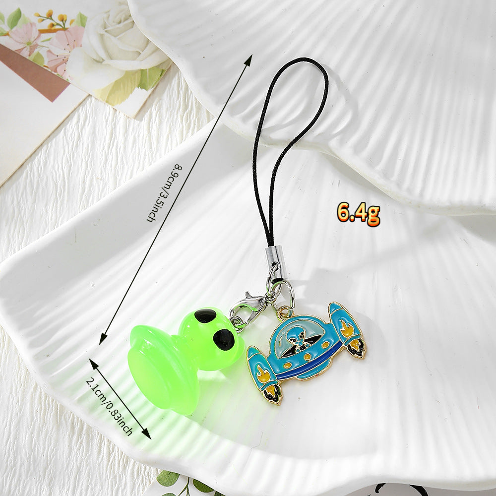 Handmade UFO Key Chain In Resin Featuring A Cute Style, Perfect For Hanging Decorations