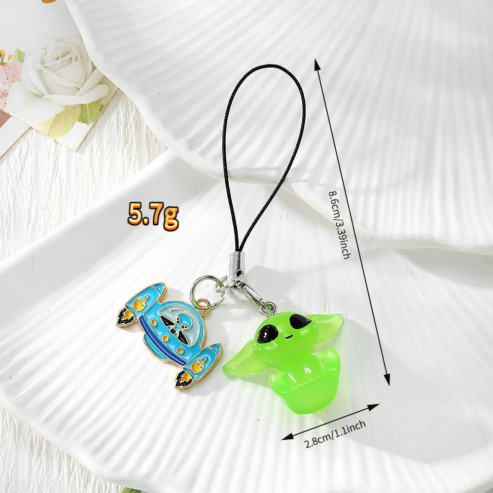 Handmade UFO Key Chain In Resin Featuring A Cute Style, Perfect For Hanging Decorations