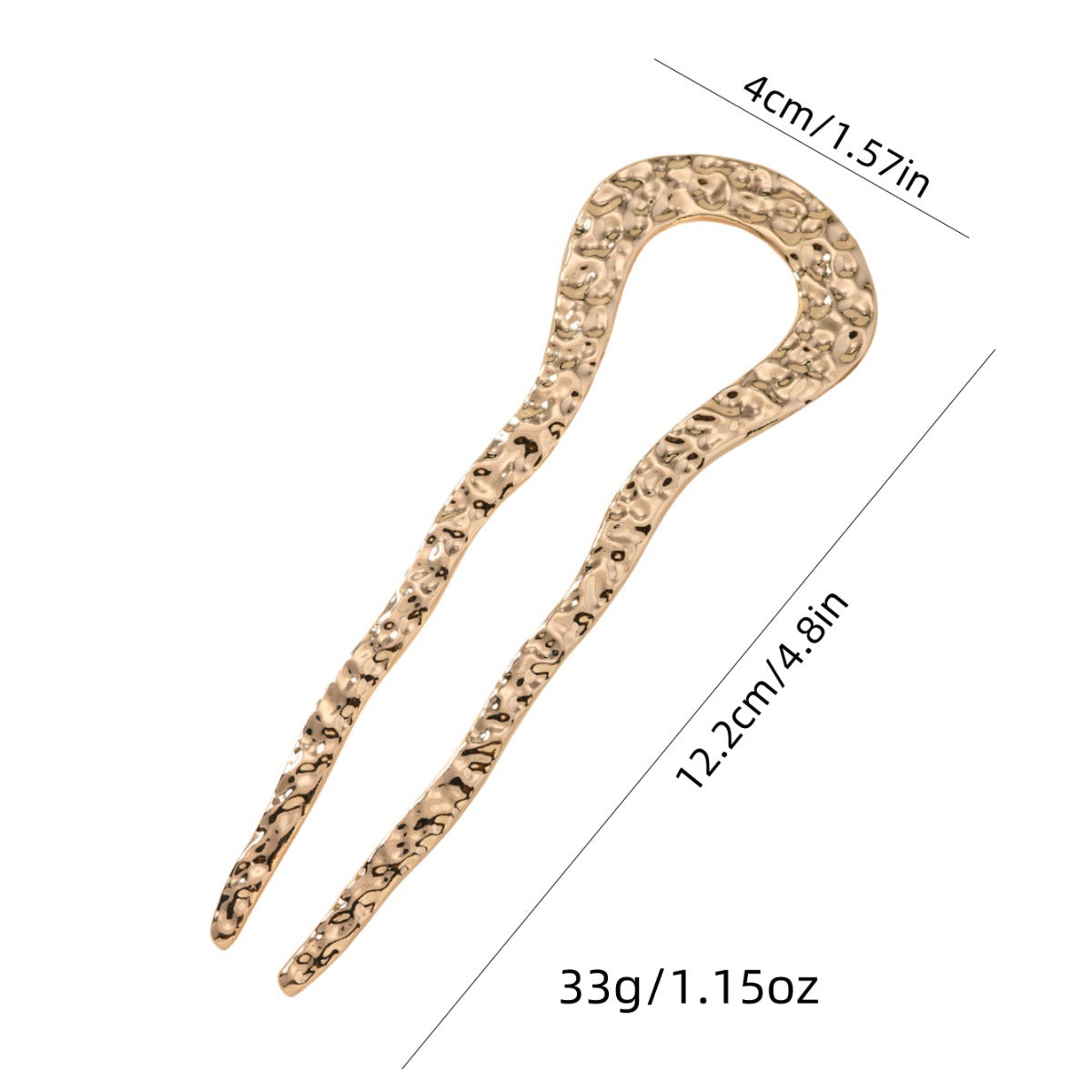 U Shape Hair Sticks In Simple Style, Metal Material, Available In Gold Color