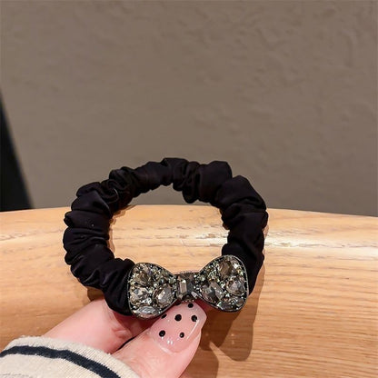 Simple Style Solid Color Scrunchie Hair Accessory In Dyed Black Featuring Durable Alloy Material