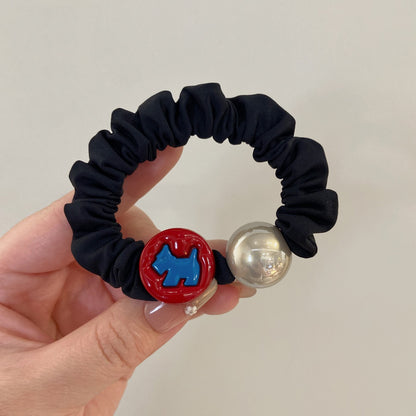 Simple Style Solid Color Scrunchie Hair Accessory In Dyed Black Featuring Durable Alloy Material
