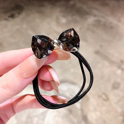 Simple Style Solid Color Scrunchie Hair Accessory In Dyed Black Featuring Durable Alloy Material