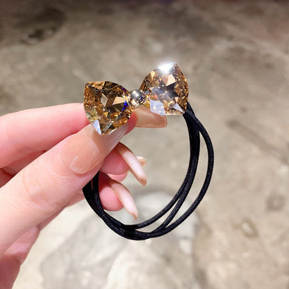 Simple Style Solid Color Scrunchie Hair Accessory In Dyed Black Featuring Durable Alloy Material