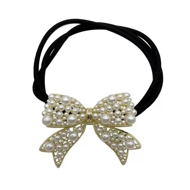Simple Style Solid Color Scrunchie Hair Accessory In Dyed Black Featuring Durable Alloy Material