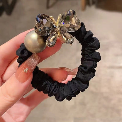 Simple Style Solid Color Scrunchie Hair Accessory In Dyed Black Featuring Durable Alloy Material
